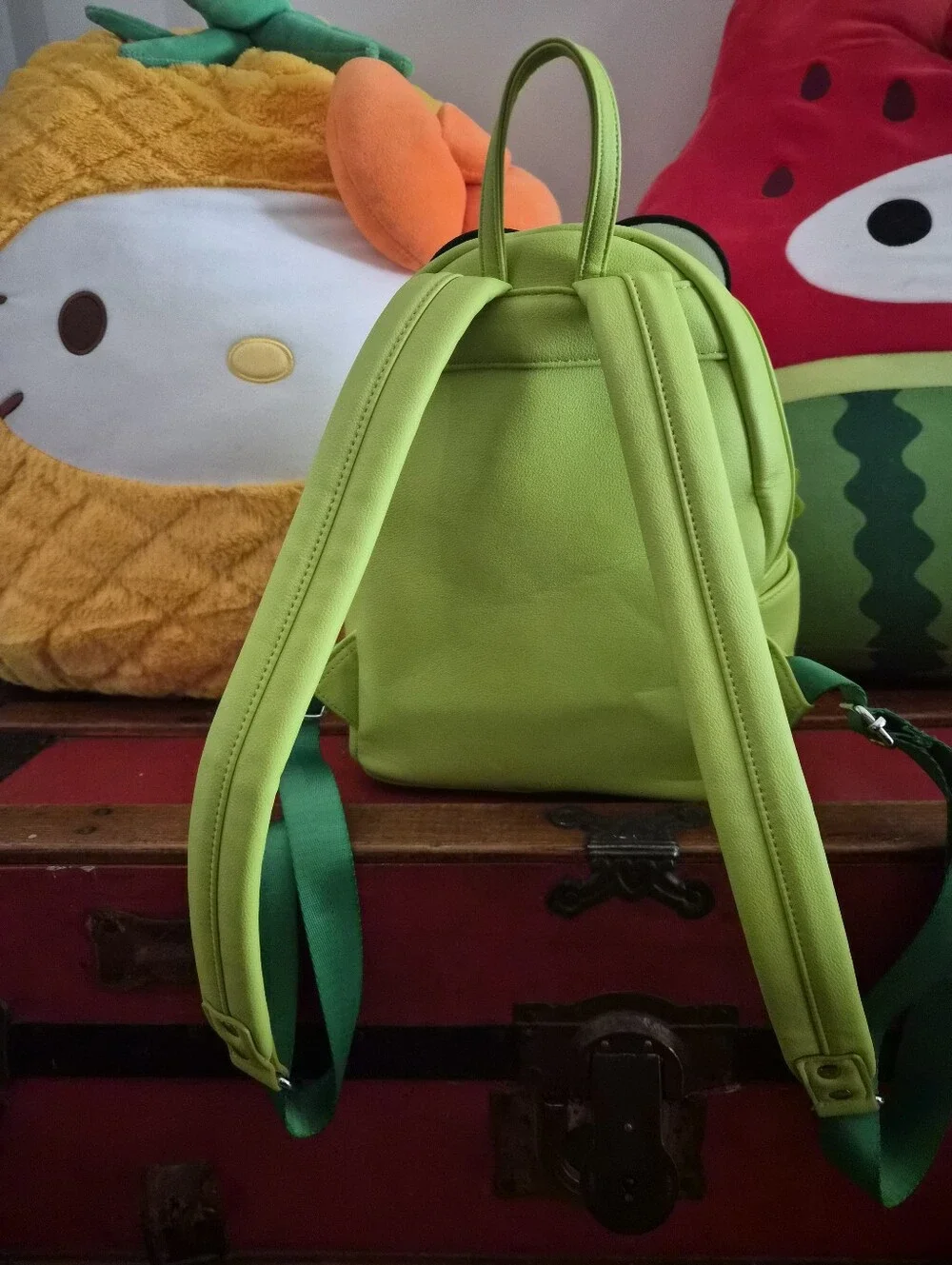 Sanrio Keroppi Loungefly Backpack with Pink & White Striped Pocket